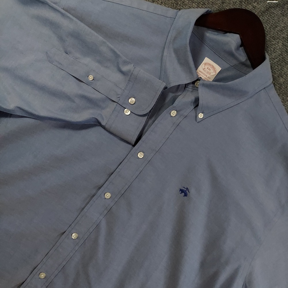 Brooks Brothers Button Down Shirt Mens XXL Blue Madison Fit Supima Non-Iron